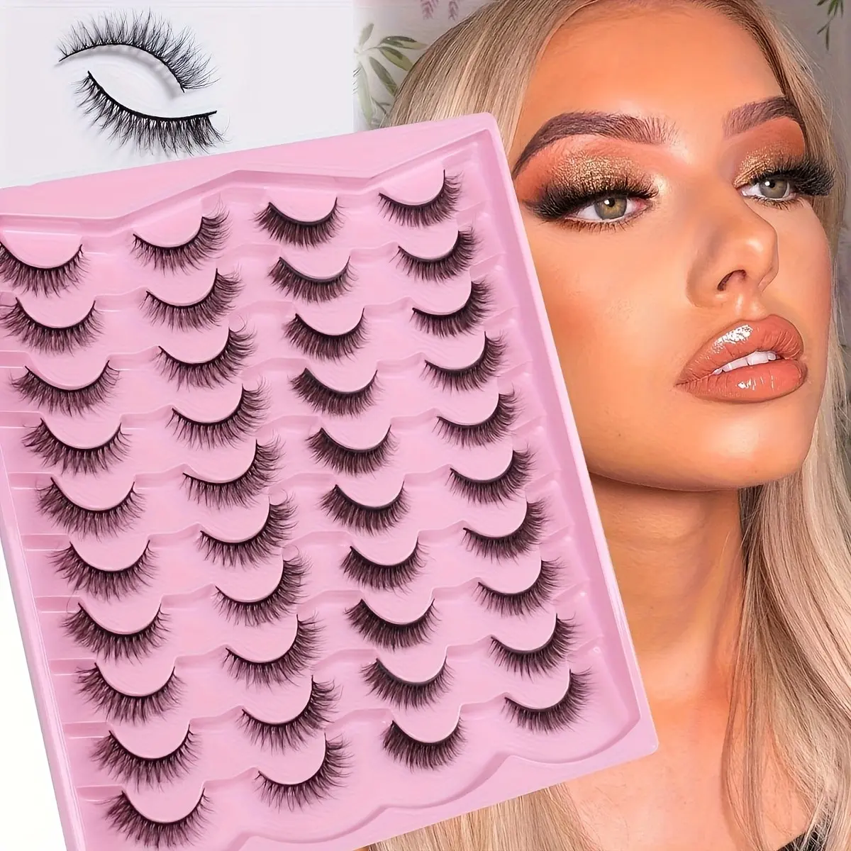 20 pairs of luxurious fluffy false eyelashes -3 5D cat eye effects - dense natural faux mink - low allergy, reusable, creating a perfect makeup look