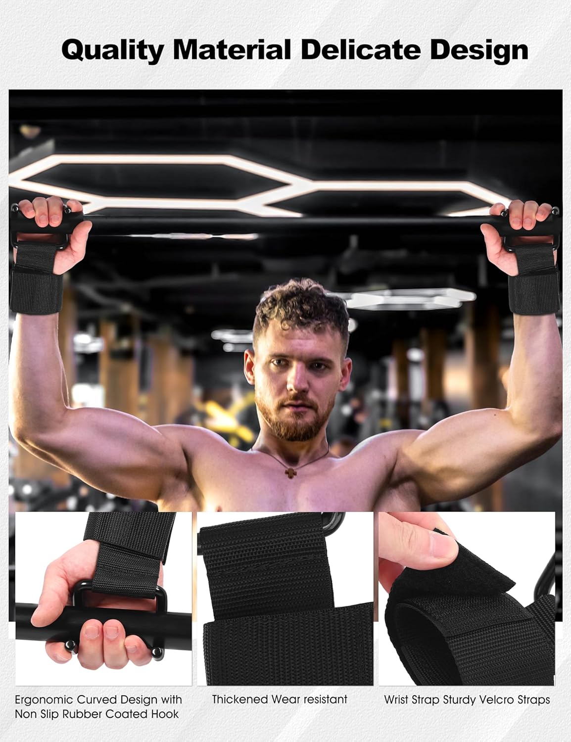 Weight Lifting Hooks for Men - Heavy Duty Wrist Straps for Pull-ups, Deadlift, Power Lifting - Padded Workout Grips for Weightlifting Weight Lifting Hooks for Men - Heavy Duty Wrist Straps for Pull-ups, Deadlift, Power Lifting - Padded Workout Grips for Weightlifting