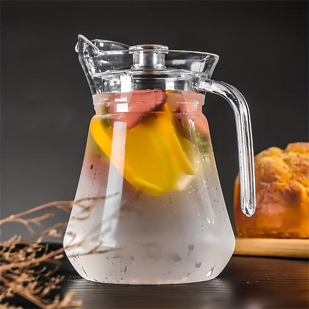 Transparent Covered Water Jug, Lemonade Jug, Large Cup for Cold Drinks, Summer Beverage Container, Ideal for Refreshing Beverages, Perfect for Outdoor Use