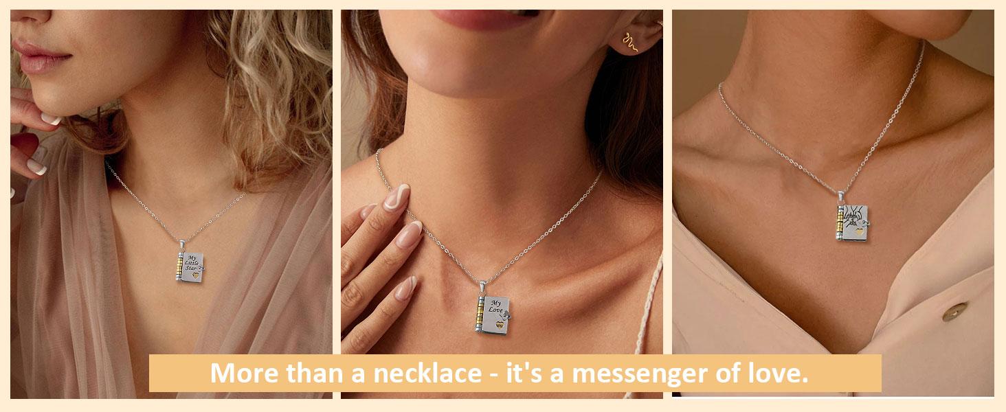 To My Incredible Son Book Pendant Necklace – “My Champion” Cover with Encouraging Words Inside, Sentimental Gift From Parents for Graduation, Birthday or Christmas