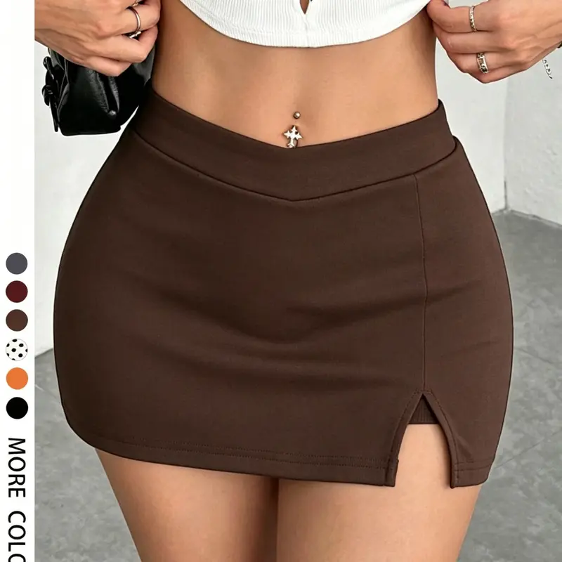 Women's Sexy High Waist Bodycon Fit Skirt, V-Back Split Midi Dress, Soft Fabric, Street Style, Streetwear, Chic, Slimming Simple Short Skirt, Bottom, Fitted Design Skirt
