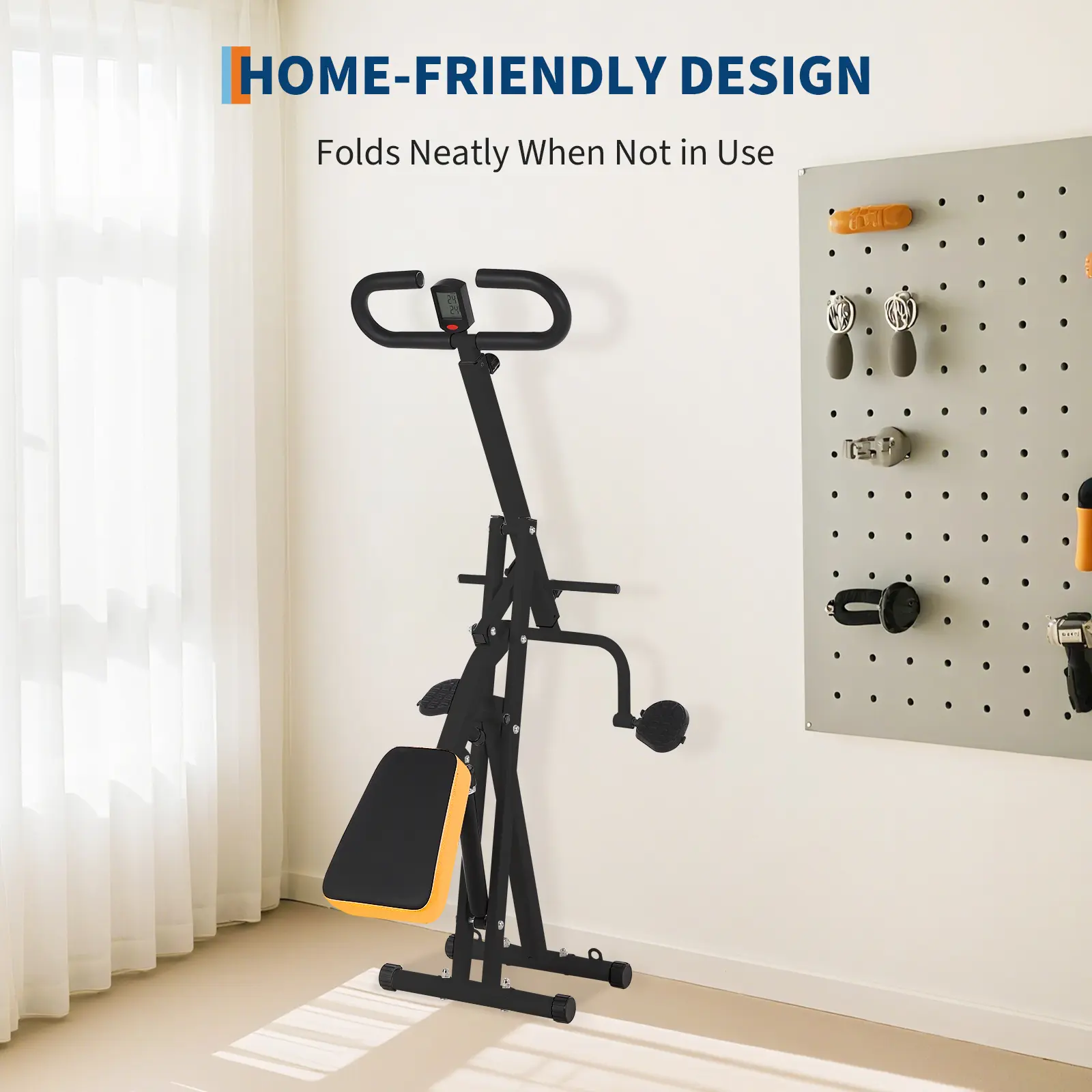 IdealHouse Unisex Q195 Steel Squat Stepper for Home Fitness - 12-Level Adjustable Resistance, Hydraulic, Compact Foldable, Adjustable Seat, 2 x Resistance Bands, Heavy-Duty 350 lb Frame, Full-Body Workouts, White