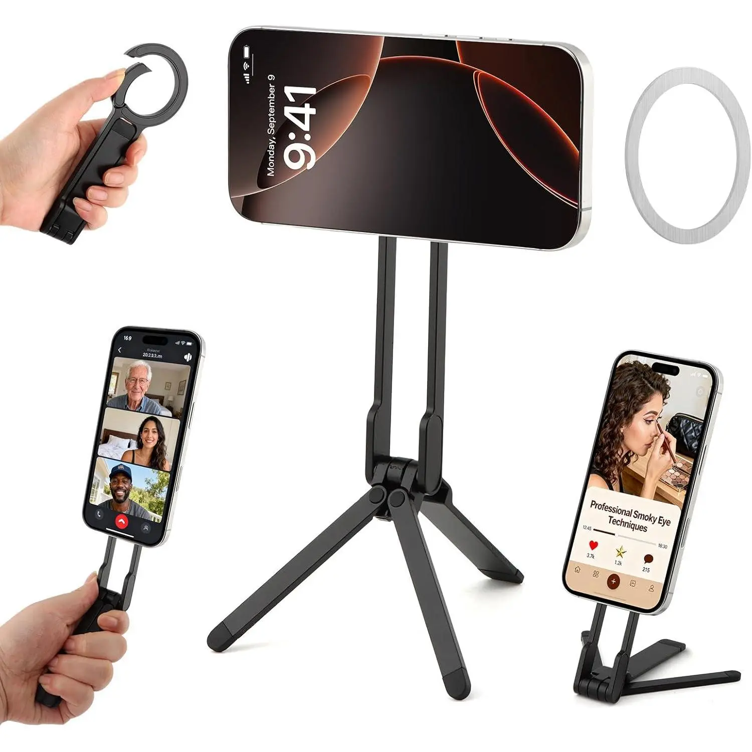 Phone Tripod Foldable  Mini Tripod for i-Phones,  Pocket Phone Tripods Quick Mount Compatible with Mag-Safe for i-Phones 17/16/15/14/13/12