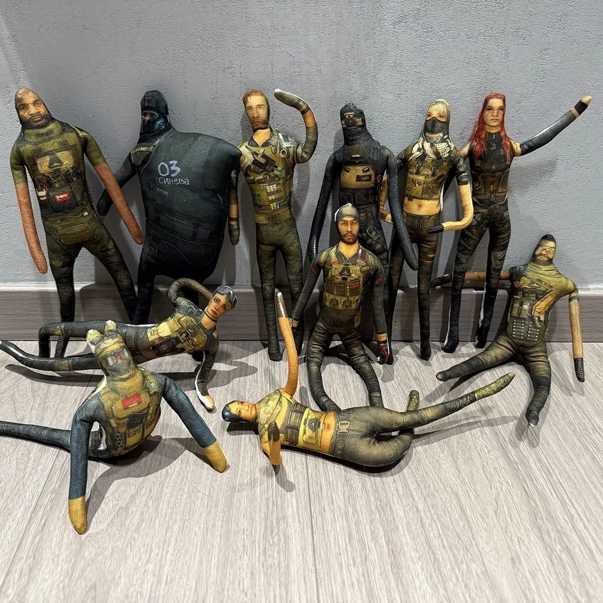 Tactical Soldier Bendable Wire Doll Built-in Metal Frame Poseable Escape Game Character Plush Figure Double Sided Print Funny Desktop Ornament Fan Collectible Gift