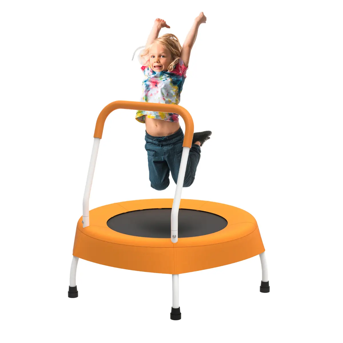 Unisex Toddler Bungee Cord Trampoline (27.5x27.5x30 in) - 1-4 Yrs Steel Frame Play Equipment, No-Gap Design, 55 lbs Capacity, Handle-Equipped, Easy to Assemble, Indoor-Outdoor Gift, Helps Children Develop Balance, Improve Coordination, 8.5 lbs, Bouncing