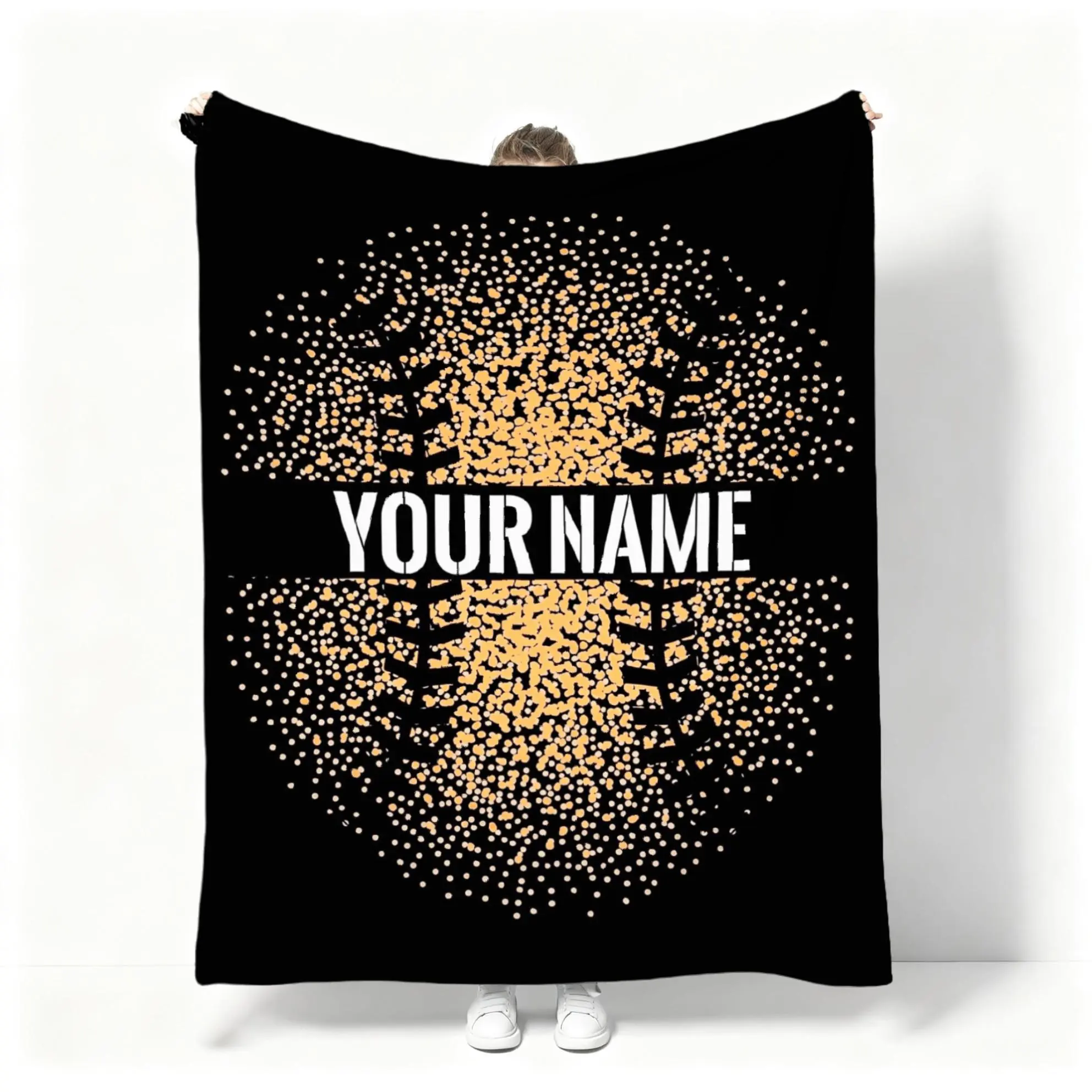 ARAHANT Personalized Baseball Blanket with Name, Custom Text Throw Blanket, Baseball Gift for Girl Boy, Soft and Comfortable, 60" x 50" for Teen