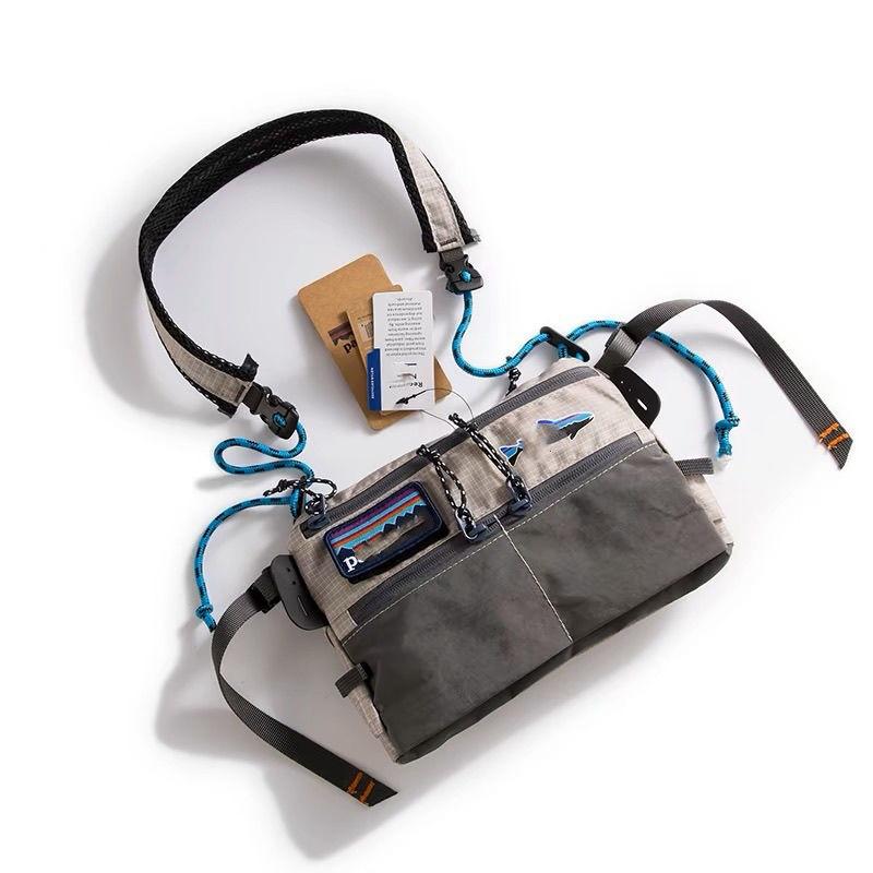 Color-Block Fishing Crossbody Bag Trendy Street Style Shoulder Bag Unisex Outdoor Waterproof Small Bag Multi-Functional Phone Bag