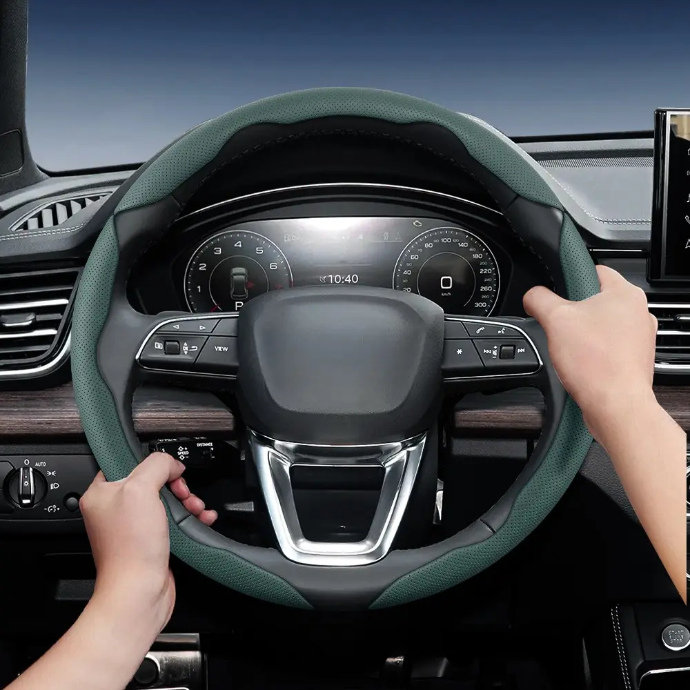 Steering Wheel Cover – Perforated Breathable Leather, Sectional Ultra-Thin Design, Protects the Steering Wheel. Compatible with A3 A4 A5 A6 A7 A8 Q2L Q3 Q4 Q5L SQ5 Q6L Q7 SQ7 Q8 RS Q8 S8L S7 S6 S5 S4 RS 4 RS 5 RS 6 RS 7 A8L Black Burgundy Mocha