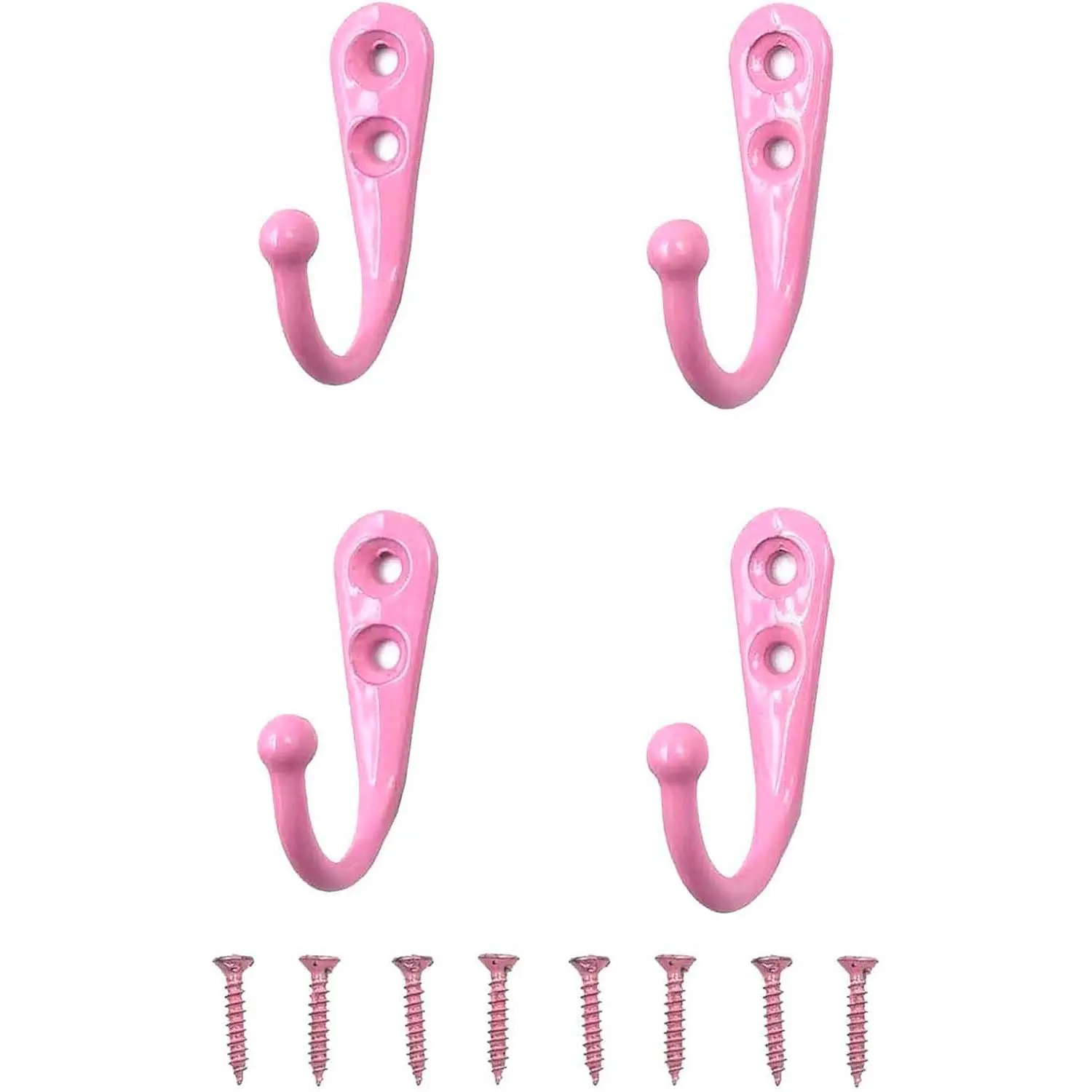 4 count Wall Mounted Hooks for Bedroom,Bathroom,Kitchen,and Cabinet Hangers (with 8 Screws)-