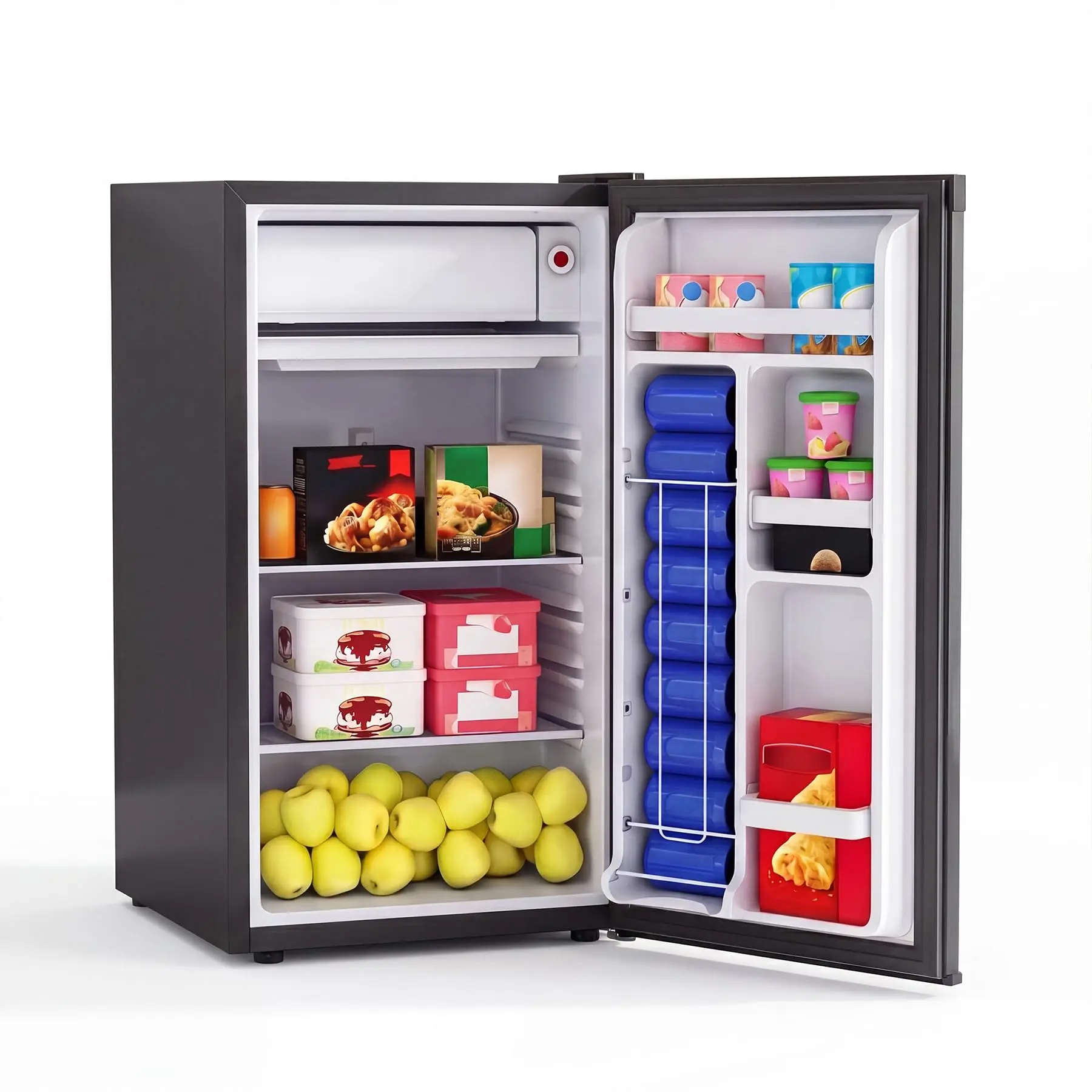 3.2 Cu. ft. Compact Beverage Refrigerator - Energy-Saving Single Door Unit with Adjustable Shelves, Adjustable Temp, Freezing Area for Dorm Users, Office Use
