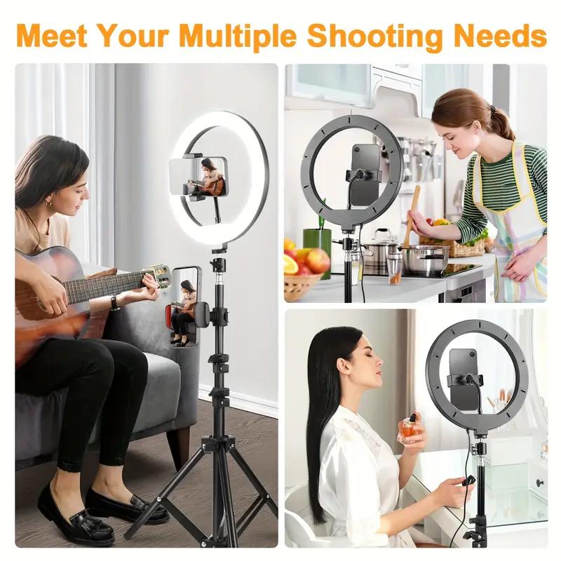 12" Video Light With 43.3" Extendable Tripod Stand - Ring Light With Phone Holder For Live Stream/Makeup/YouTube Video/TikTok/March Madness/Spring Break/Easter/World Cup - Compatible With All Phones - Creator Essential