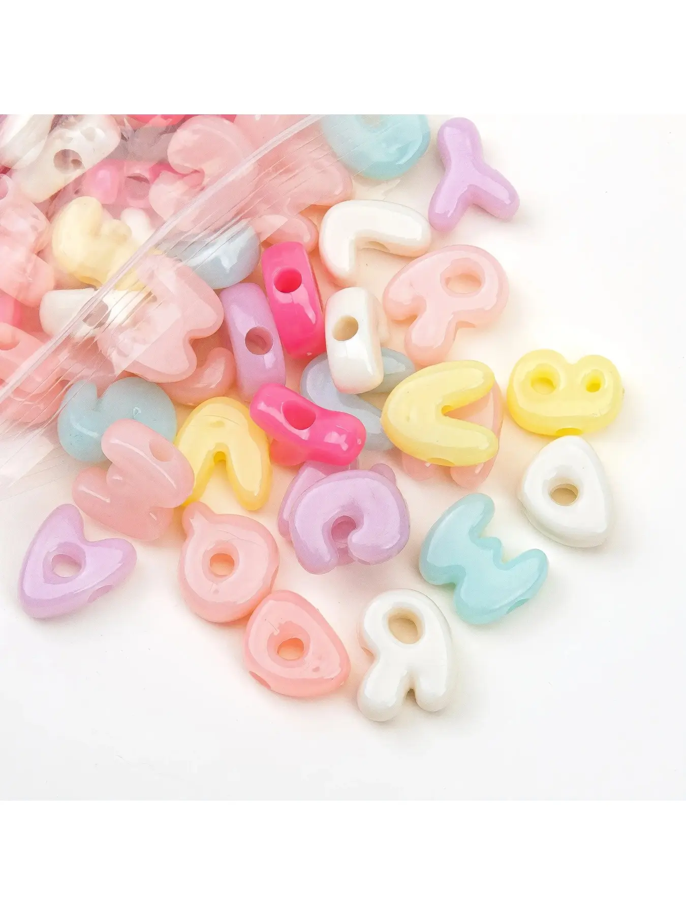 500g Colorful 3D Acrylic A-Z Alphabet Letter Beads, 6mm Hole Letter Beads, DIY Jewelry Making Supplies for Handmade Necklaces