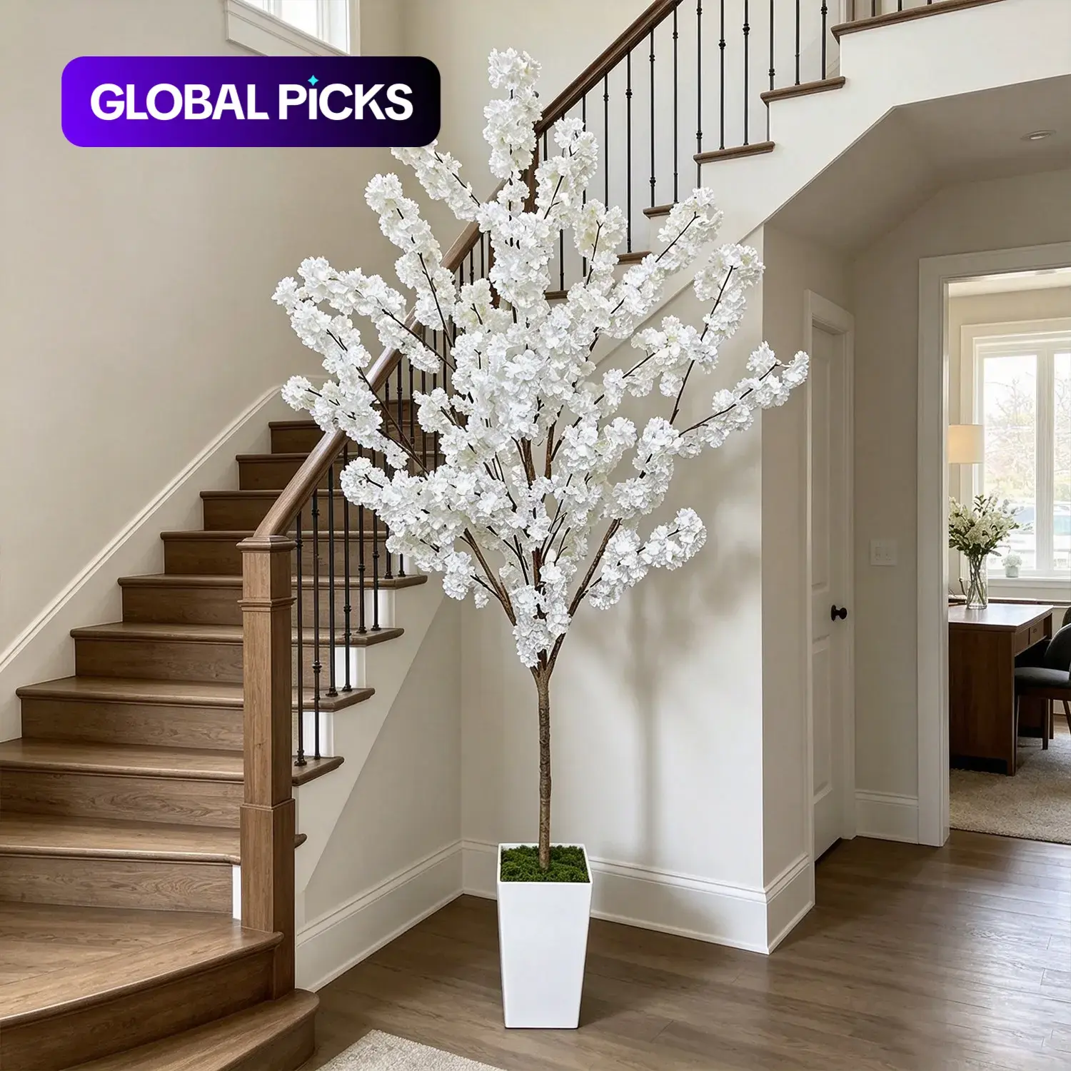 1 Piece 150-210cm Cherry Blossom Artificial Floral Plant, Decorative Faux Flowers, No Maintenance Fake Decorative Plant for Indoor and Outdoor Use, Perfect for Home and Garden, Wedding Party Decoration #GLOBAL PICKS