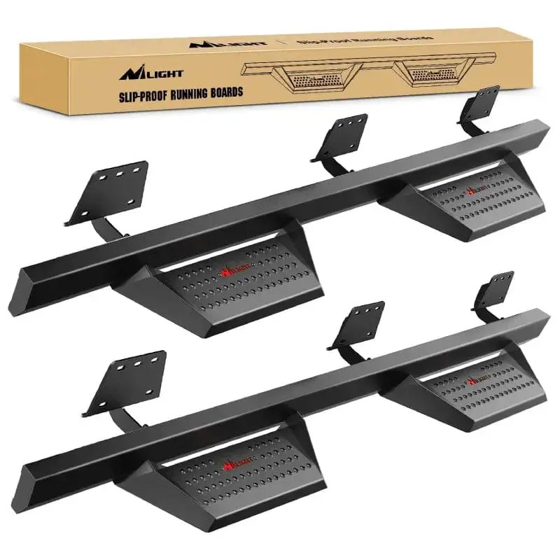Nilight Custom Fit Vehicle Specific Running Boards for 2019-2023 Dodge Ram 1500 4-Door Crew Cab, 4" Drop-Down Slip-Proof Side Steps, Bolt-On Easy DIY Installation, Heavy-Duty Mild Steel Black Powder Coated Bars, Drop-Down Design, Load Bearing