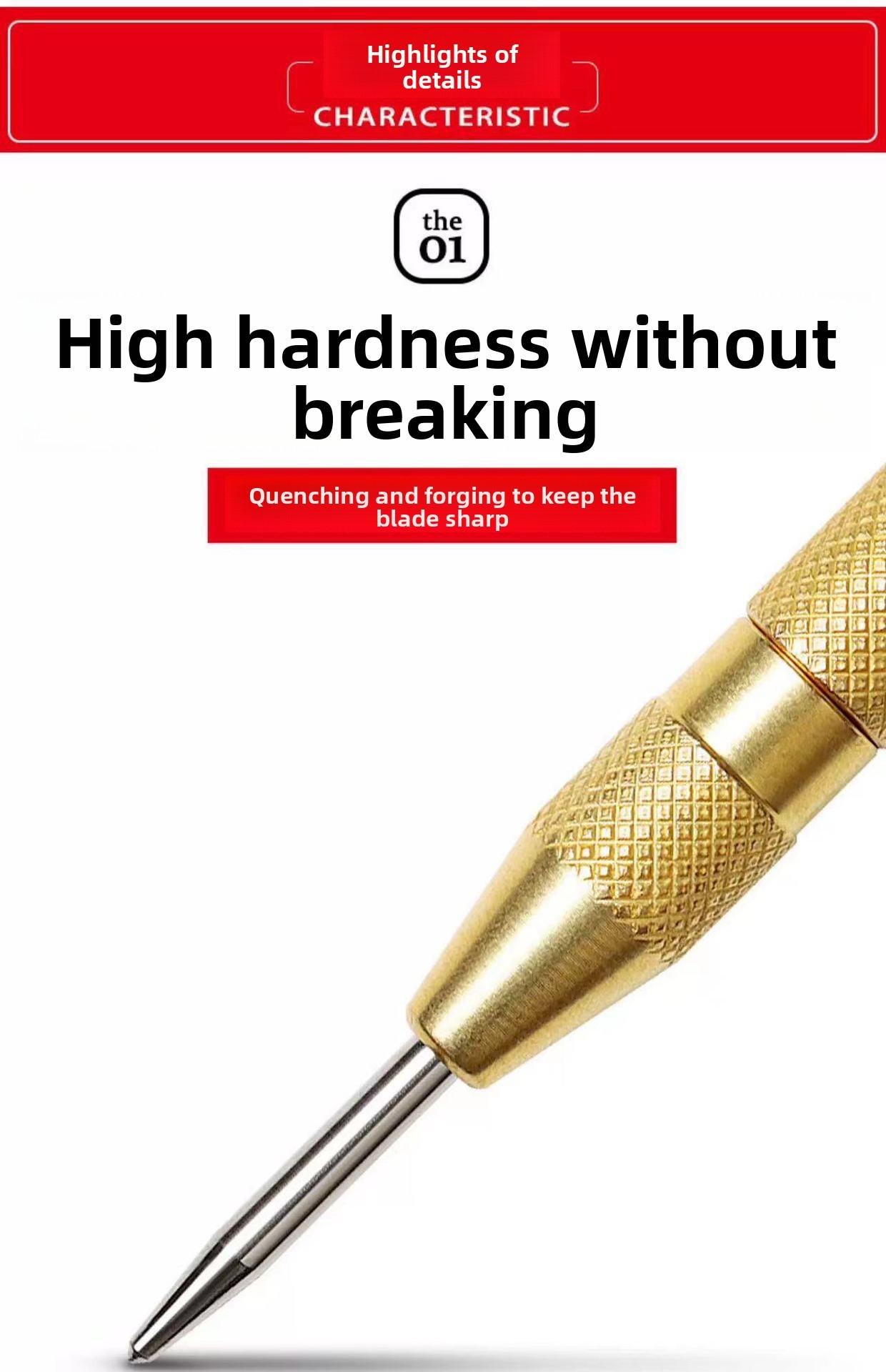 Cross-border center punch, automatic spring-loaded locator, glass punch needle, window breaker punch, centering punch