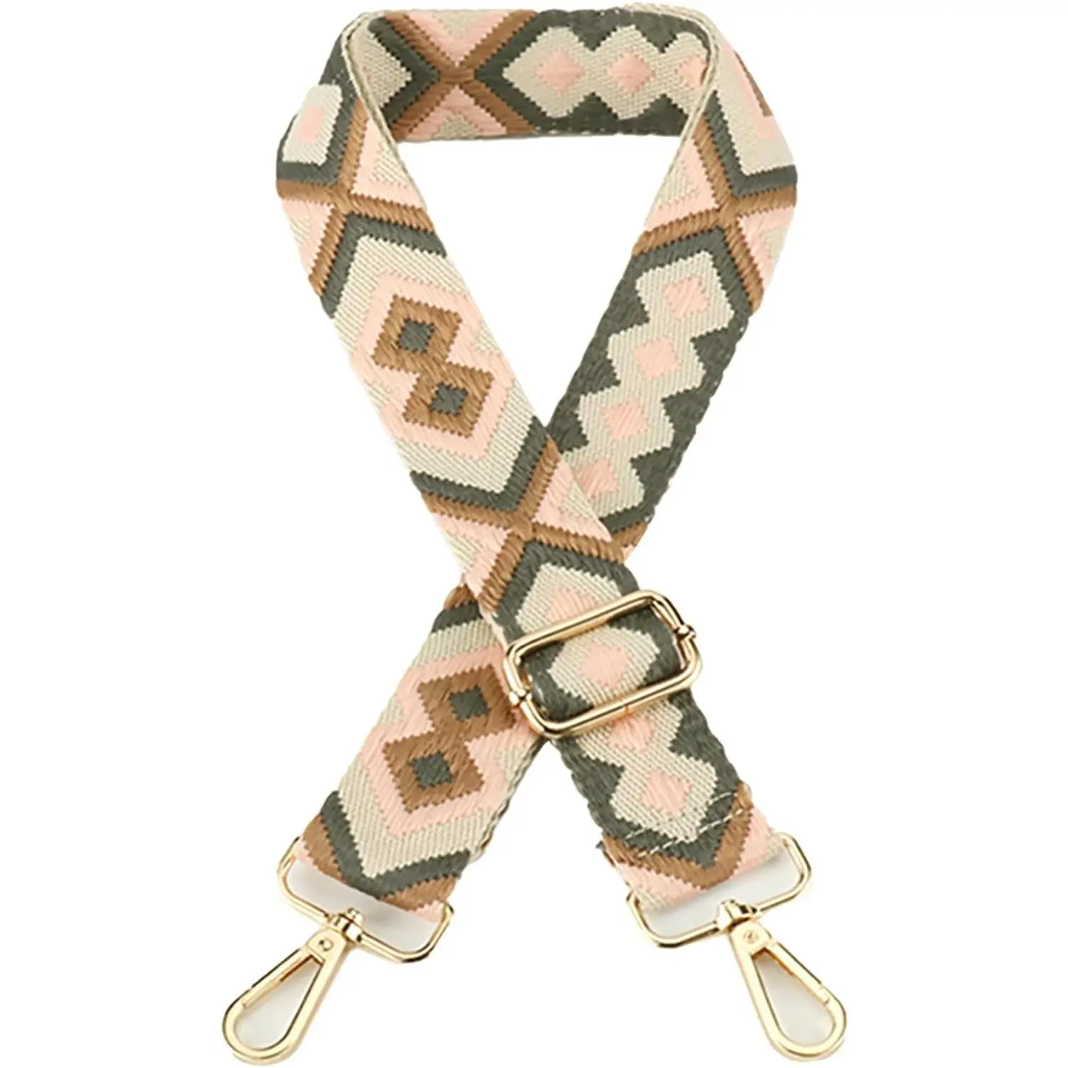 Strap for Women's Handbags - Wide 3.8cm Crossbody Bag Straps - Diamond_Pink/Beige