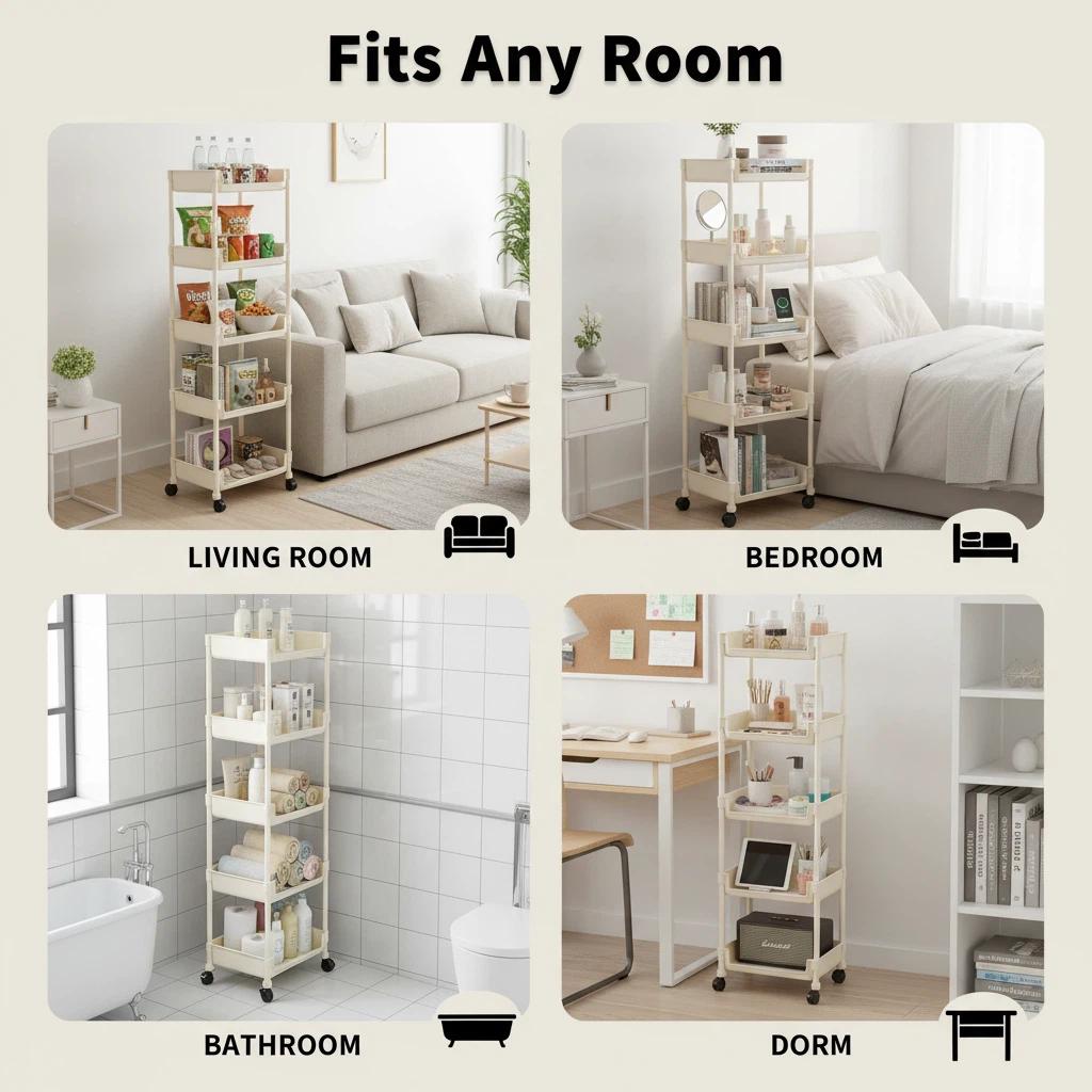 #Multifunctional Multi-Layer Plastic Storage Cartwith Wheels, Layered Shelf Organizer for Bedroom Bathroom Living Room, AdjustableStanding Shelf Suction Cup Sponge Holder for Kitchen Sink  semiannual  sale 2025 easy install kit glove clip cas oz sce