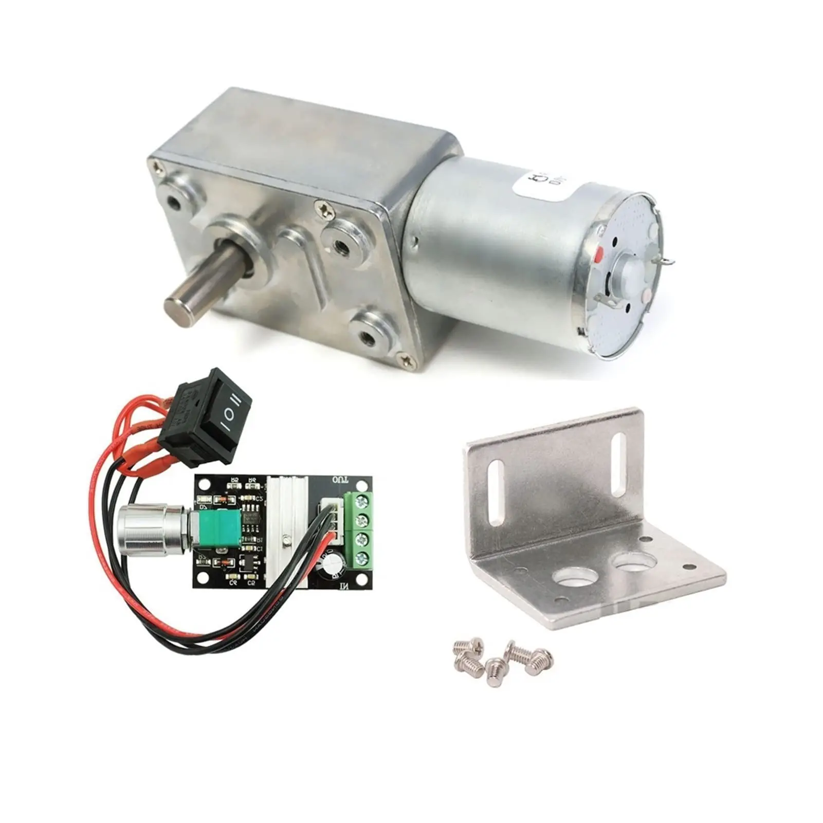 Gy370 Dc 12V Reduction Motor, Bracket, Speed Controller, Metal Gear Worm Turbo, Non-Rechargeable Battery, Model Jgy-370, Turbo Worm Geared Motor