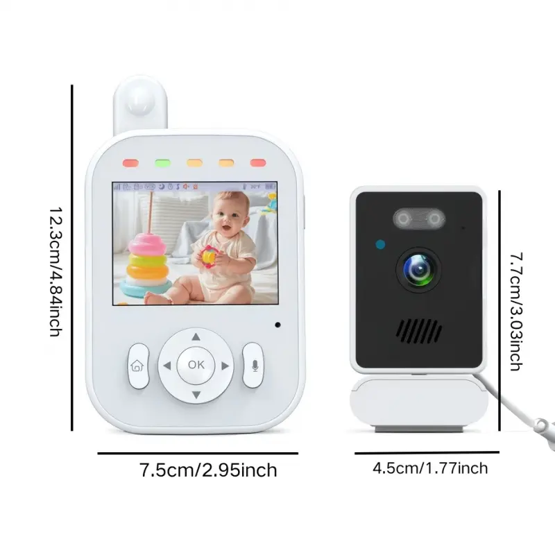 2.8 Inch Monitor, Nursery Indoor Surveillance Camera, Bidirectional Voice, No Internet Needed, 720p Real-Time Image, Sound, Temperature, Feeding Alert