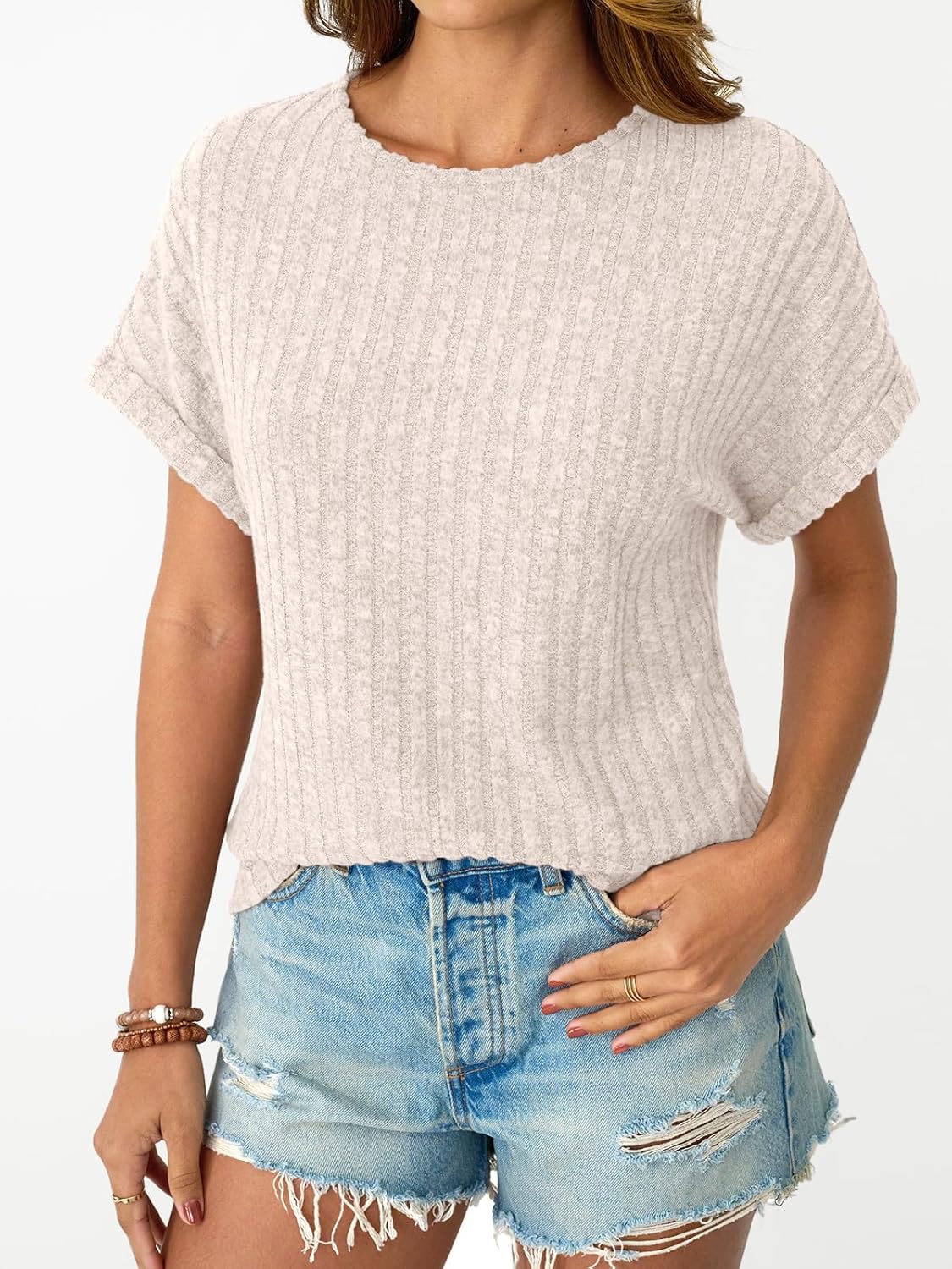 Women Short Sleeve T Shirt Summer Sweater Dressy Casual Blouse Business Top Work Clothing