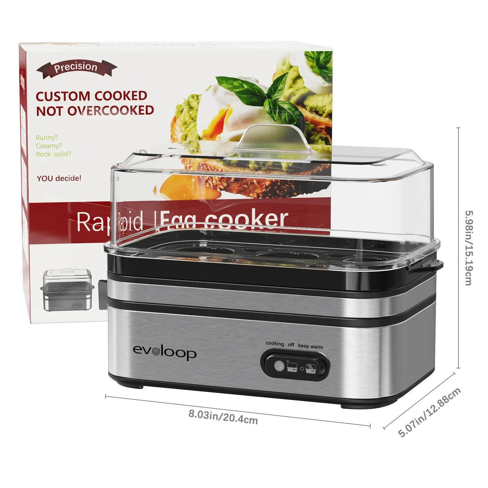Rapid Egg Cooker 6 Egg Capacity BPA Free Electric Egg Cooker for Hard Boiled Eggs, Poached Eggs, Scrambled Eggs, or Omelets