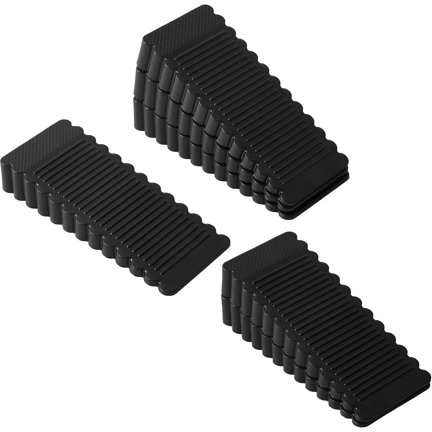 6 count Black Rubber Wedge Shims Kit, Elastic Leveling Pads for Furniture ,  Wobble Wedges for Tables Cabinets Toilets Doors and Uneven Floors
