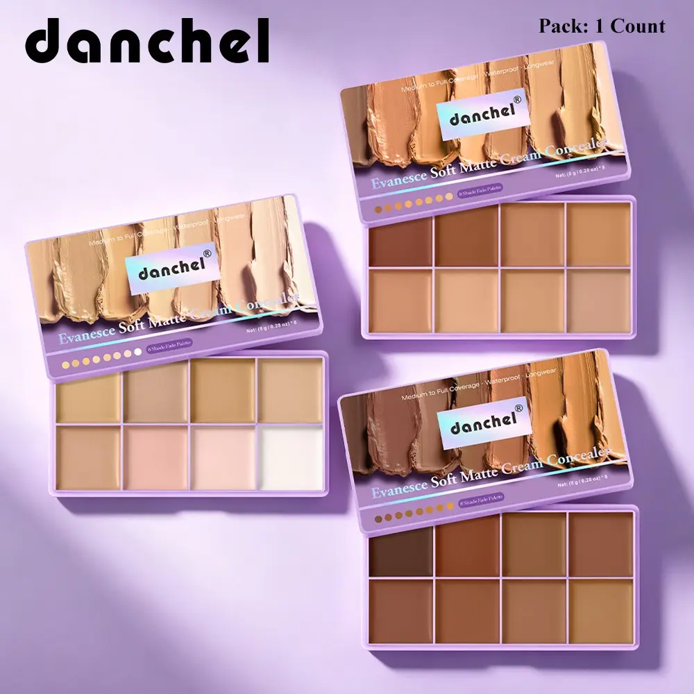 【Black Friday】8-Color Matte Finish Concealer Palette, Color-Correcting, Contour & Highlight, Waterproof, Covers Dark Tattoos, Ideal for Daily Commute, Full-Coverage Face Makeup