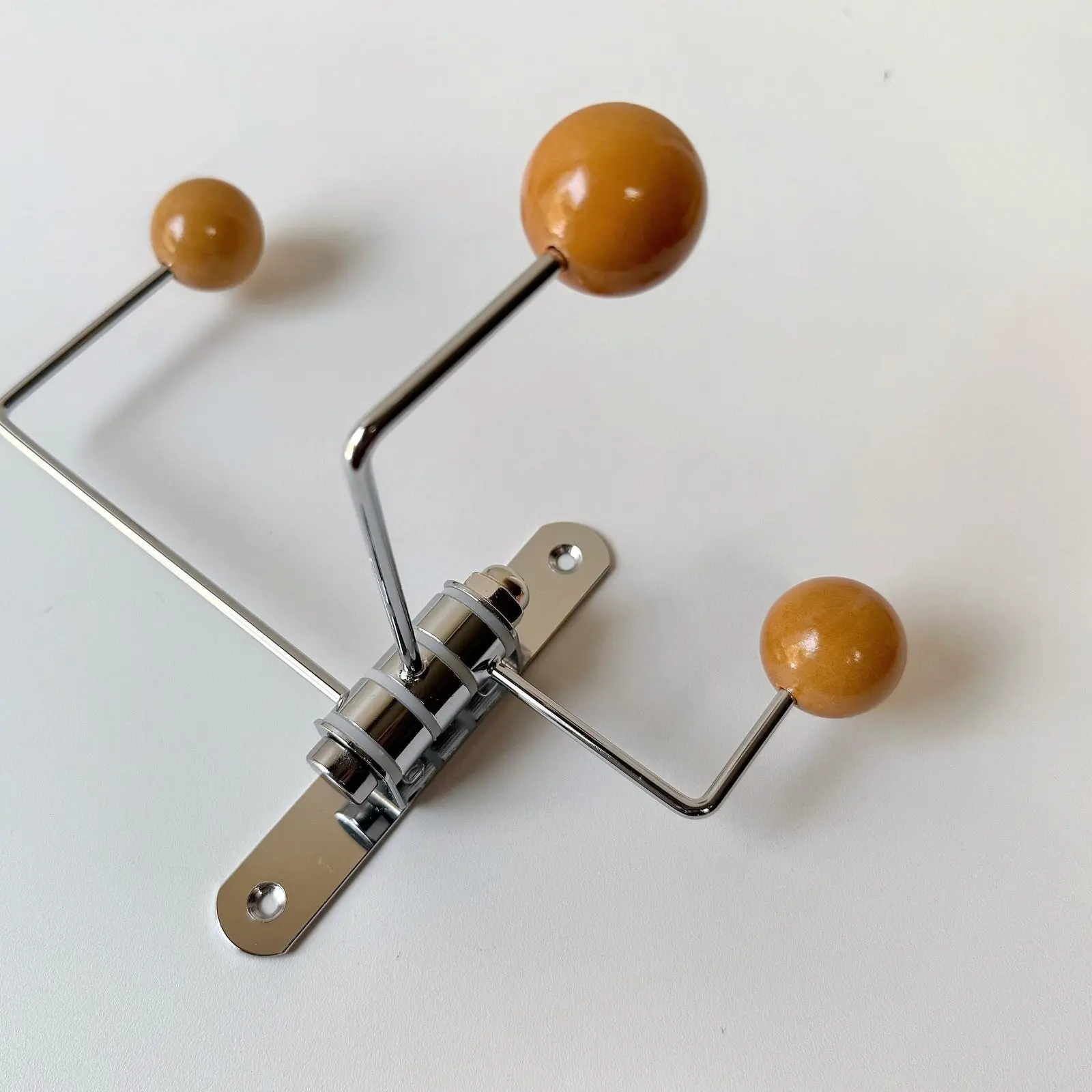 Mid Century Wall Hook - Metal Coat Rack - Entryway Organizer - Modern Minimalist Decor-gifts-organization-wall art-wall mount, Swivel 3 Arm Wooden Ball Hanger, Atomic Space Age Hat Towel Key Holder, Adjustable Metal Hook