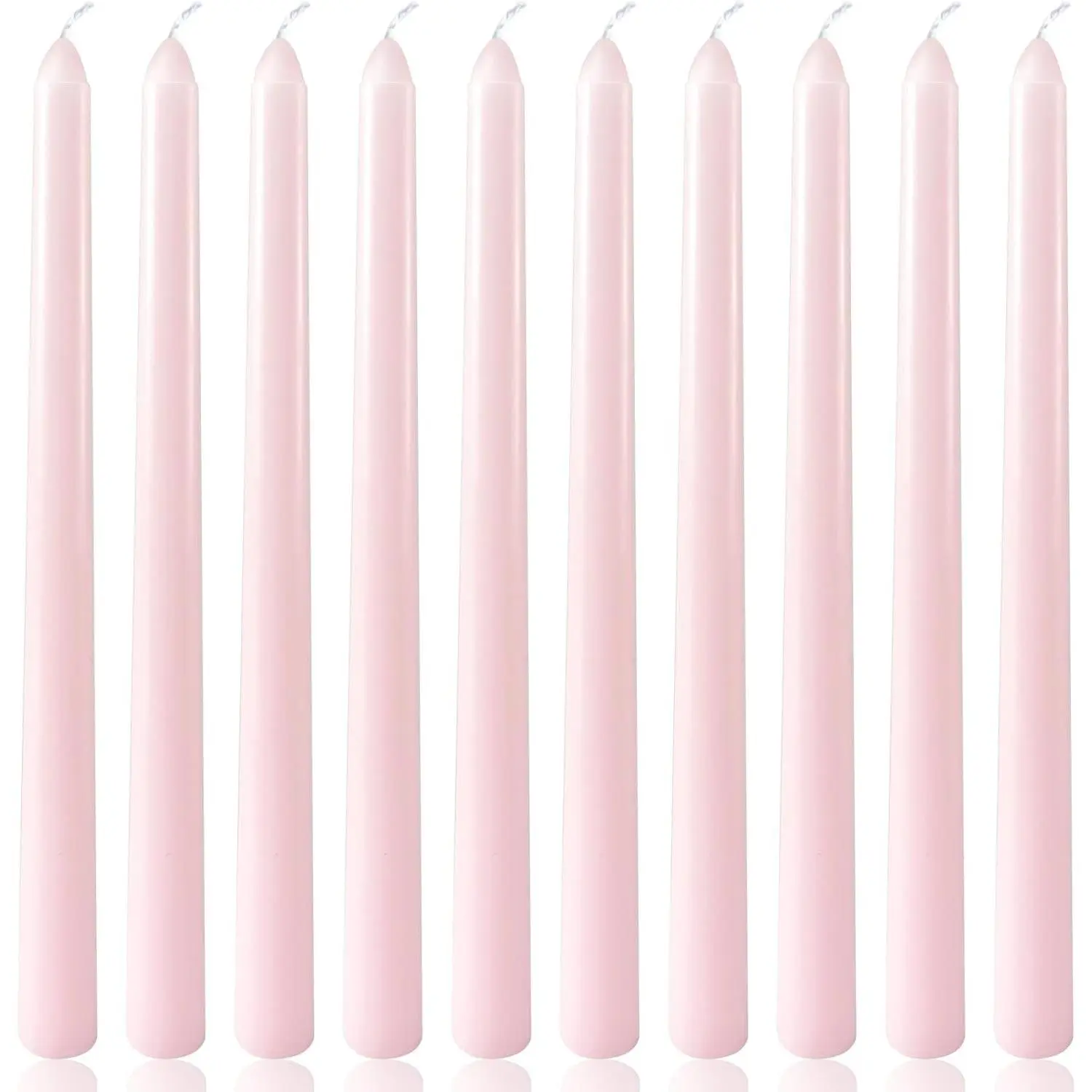 10 Inch Pale Pink Taper Candles, 10 Pack Unscented Smokeless Dripless Candle Sticks for Home Dinner Wedding Party Decoration