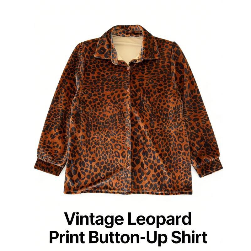 Leopard Print Collared Three Quater Sleeve Velvet Top Womenswear Fashion Blouses Shirts Elegance Soft Cute Fall Outfits Leopard Print Collared Three Quater Sleeve Velvet Top Womenswear Fashion Blouses Shirts Elegance Soft Cute Fall Outfits