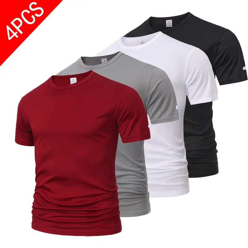 Men's Multi-Color Slim-Fit Crew Neck Compression Shirts with Reflective Stripe - Quick-Dry Airy Mesh Sportswear Top for Gym, Casual Use - Clearance Menswear Gift, Airy Workout Top tiktokshopbacktoschool, Athletic Apparel, Casual Sportswear