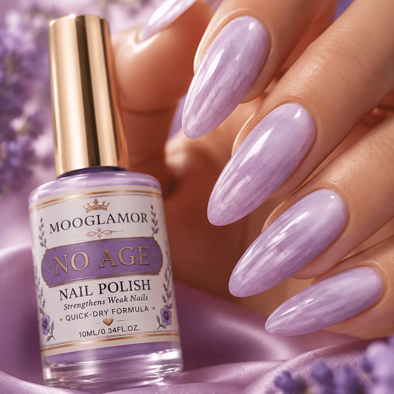 Nail Strengthener with Quick-Dry Purple Pearl Shell by MOOGLAMOR - Alcohol-Free, Long-Lasting Shine, Smooth Application lacquer organizer shiny glossy finish quick natural drying # pink