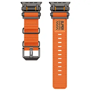 Nylon Sport Band for Apple Watch Ultra 3/2/1 - Wearable Military-Grade Durable & Sweatproof withStainless Steel Connector- Fits Series 11-3/SE(42mm/44mm/45mm/46mm/49mm) -  (Watch Not Included) Smart Watch Strap