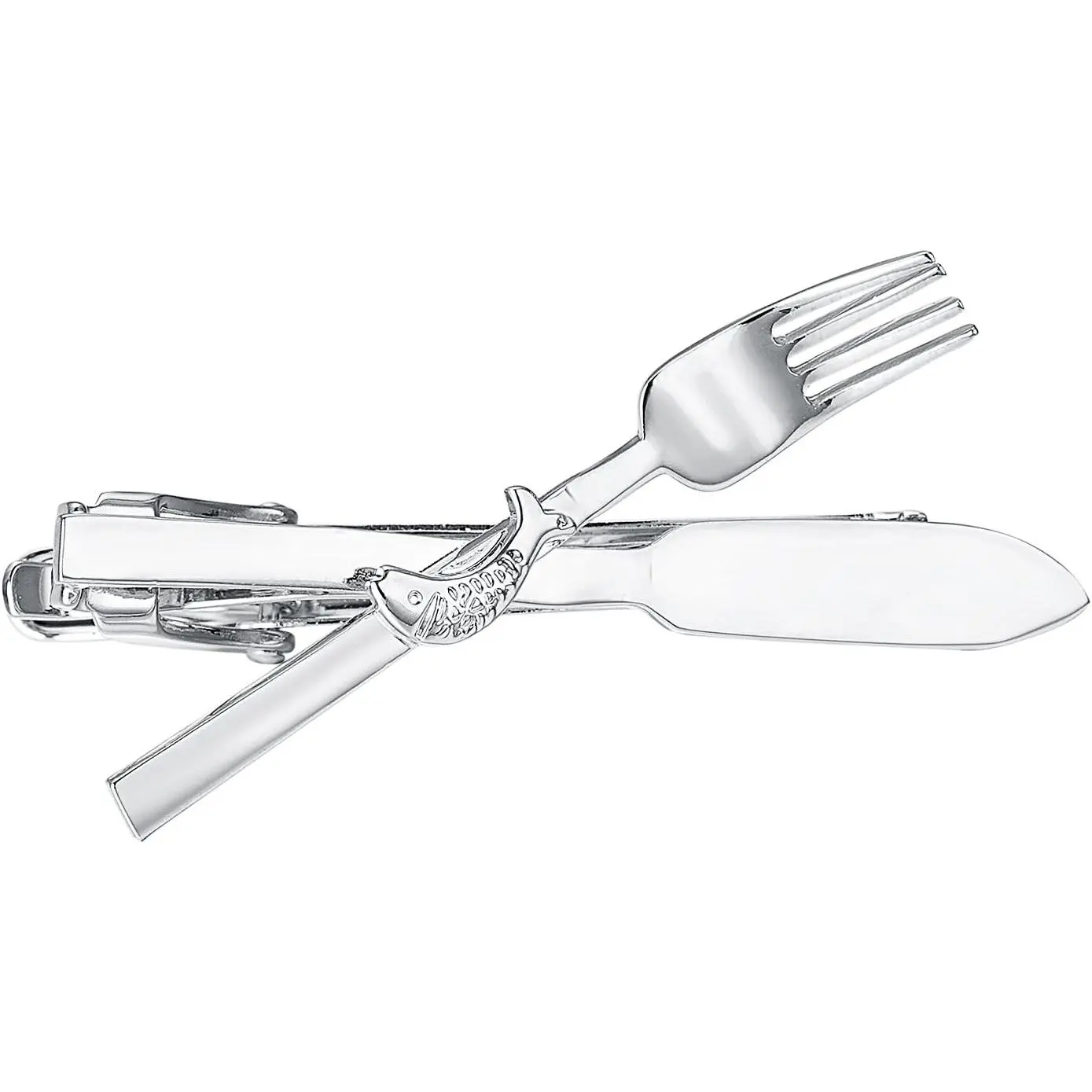Silver Fork and Knife Tie Clips for Men Unique Personalized Tie Clips Funny Restaurant Pins for Tie Unique Design Jewelry