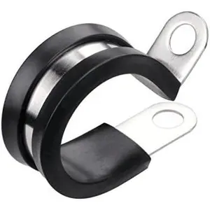 12 Pack 1.5 Inch Stainless Steel  Clamp, Rubber Cushioned Insulated Clamp, Conduit Wire Holder Strap Clips for Tube, Pipe, Cord Installation