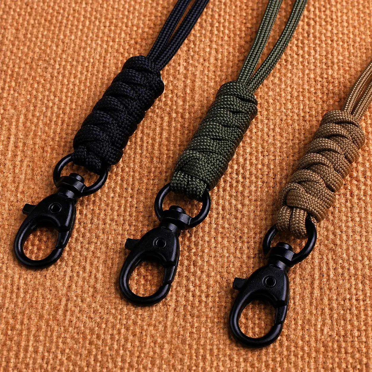 Heavy-Duty Paracord Lanyard with Rotating Metal Snap Hook – Adjustable Neck Strap for ID Cards, Keys, Badges, and Work Credentials – Durable Nylon Braided Cord with Secure Locking Clasp