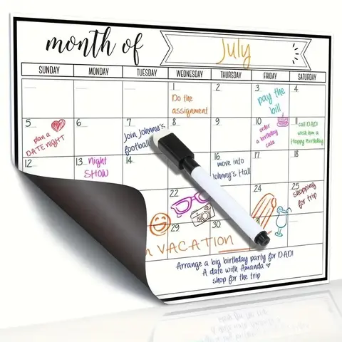 Magnetic Dry Erase Refrigerator Calendar Set, Calendar for Fridge, Erasable Weekly Monthly Planner, Includes Magnetic Chalkboard Pen, Ideal for Home, Office and Kitchen