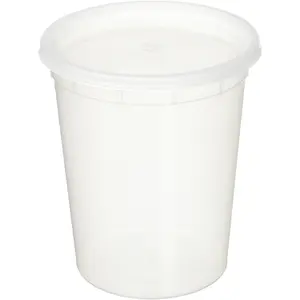 32oz plastic soup/ container with  (50 Pack)