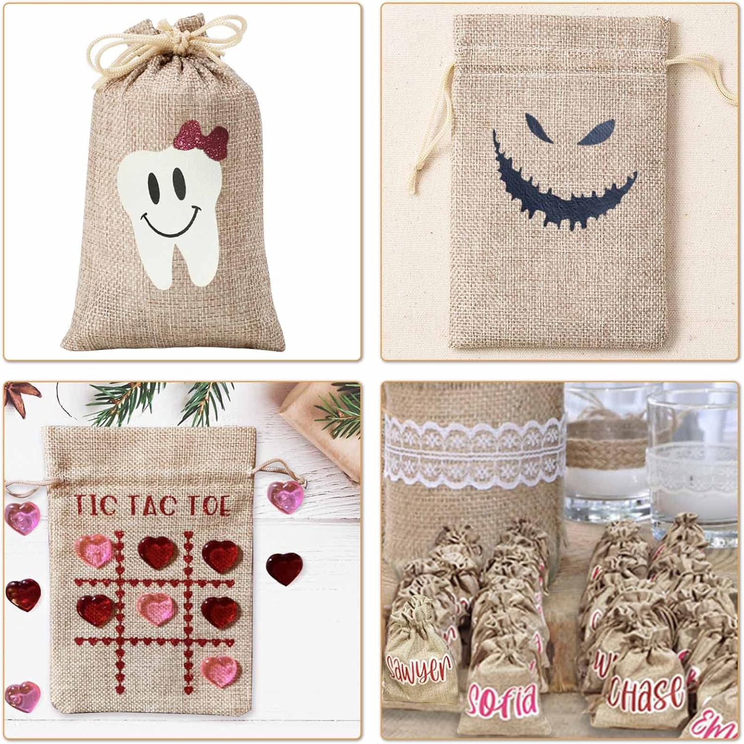 Burlap Gift Bags with Drawstring and Gift Tags, Burlap Sack, Burlap Bags for Party, Christmas, Festival, DIY Craft Bags