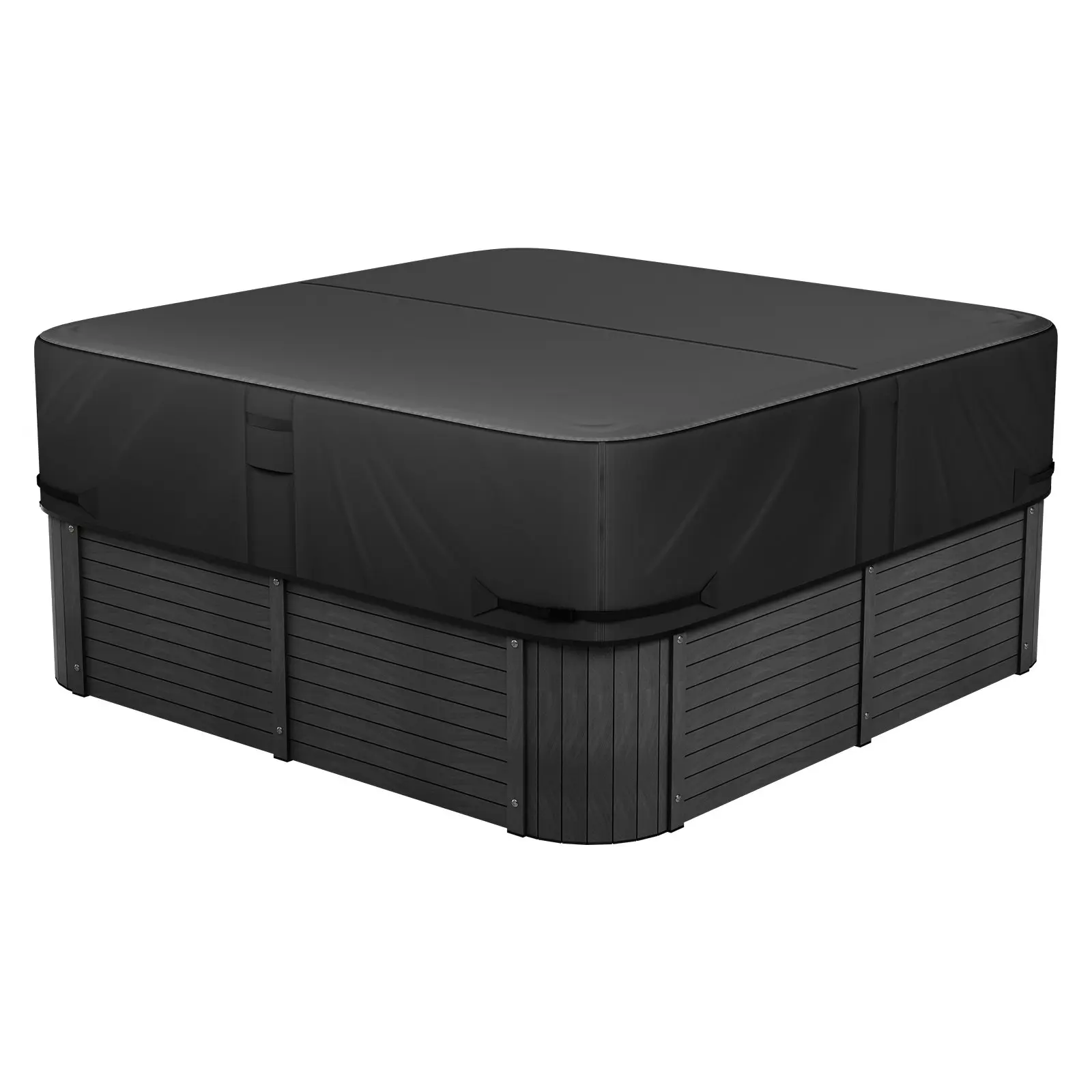 VEVOR Outdoor Hot Tub Cover, 93x 93x 20 Inch Weatherproof and Waterproof Hot Tub Cover Protector, 600D Heavy Duty Oxford Fabric and 950N Tearing Strength, Square Spa Covers for Hottub, Black