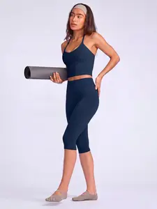 Women Workout Capris Yoga Legging High Wasit Tummy Control Scrunch Butt Lifting Solid Color Slim Leggings Workout Yoga Pants for Sports Gym Dailywear