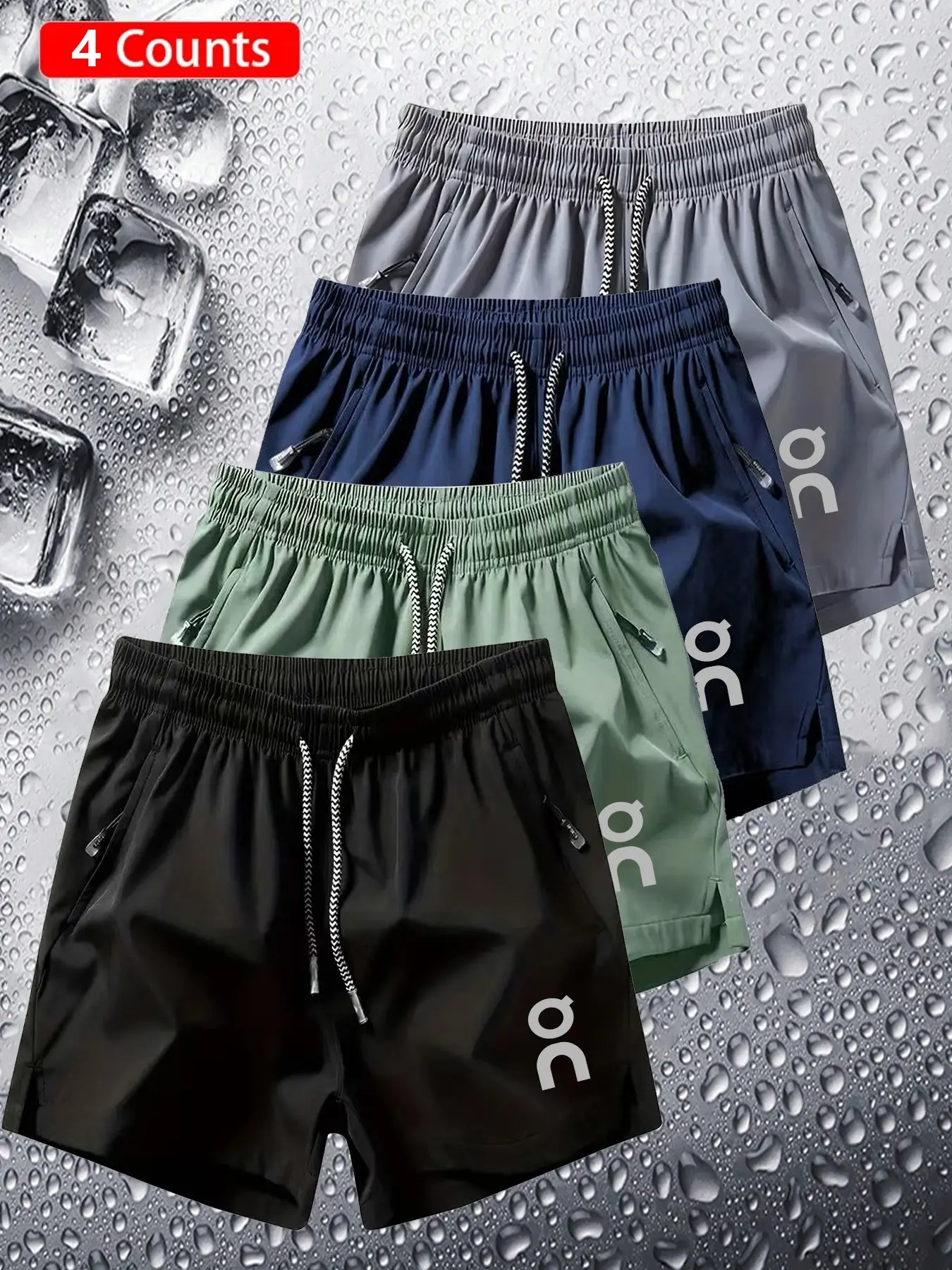 Unisex Quick-Dry Sport Shorts Set, Lightweight Breathable Fabric, Adjustable Waistband, Zip Pockets, Blue
