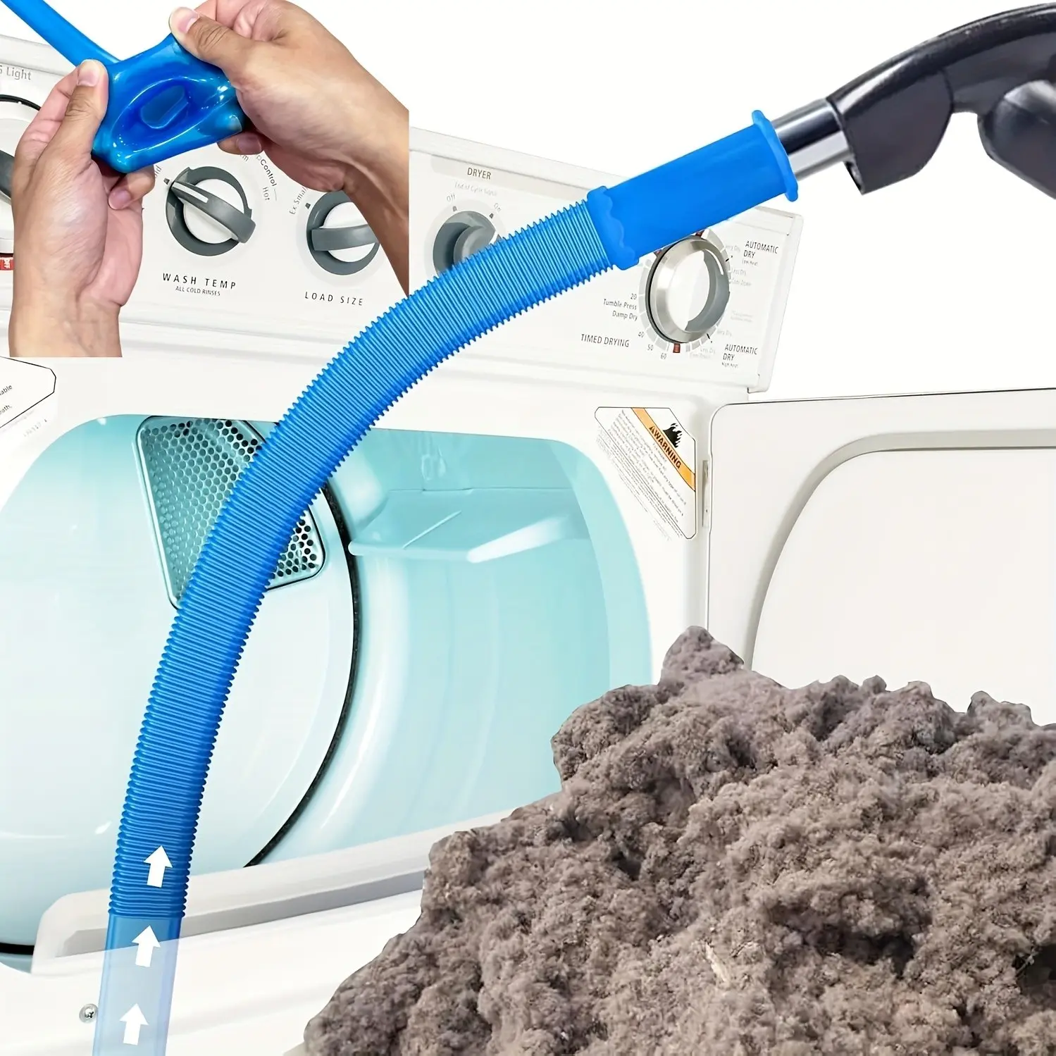 Upgraded Dryer Lint Removal Vacuum Hose Connector, Flexible Silicone Universal Adapter Converts, Compatible with All Vacuums, Quick Cleaning Tool