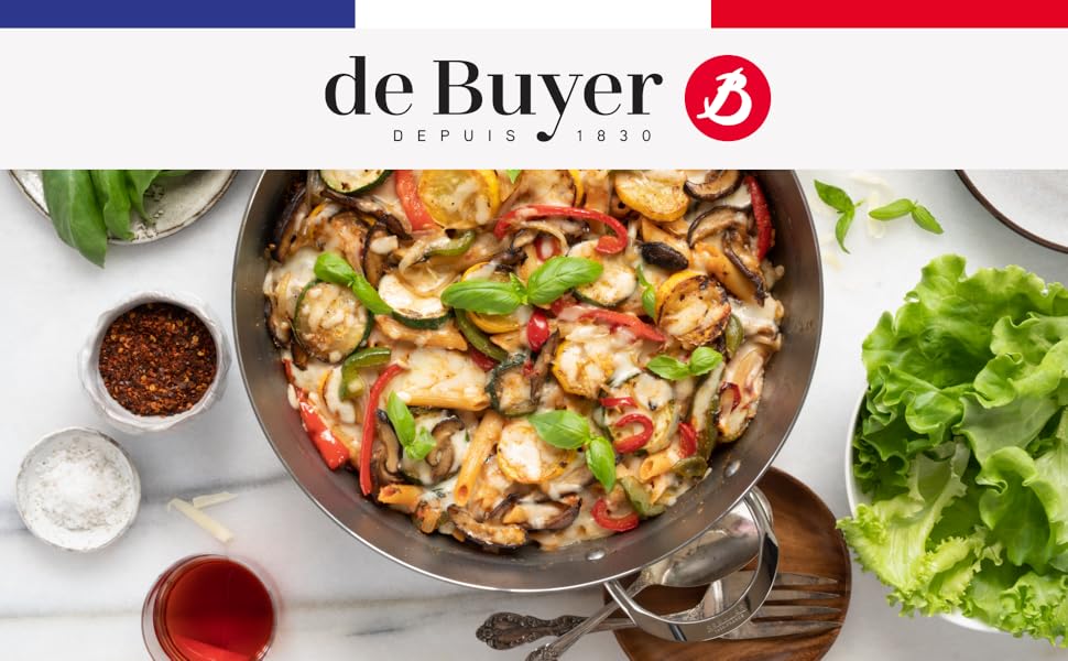 De Buyer MINERAL B Carbon Steel Fry Pan - 9.5" Diameter, 6.9" Cooking Surface - Ideal for Searing, Sauteing & Reheating - PFAS, PFOA & PFOS Free - Made in France