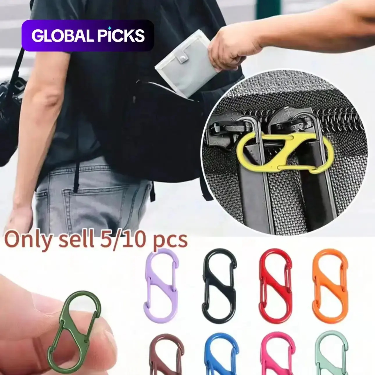 Backpack Zipper Lock Set, 10 Random Colors Anti-Theft Security Clasps, Durable Pull Tabs, Easy, Ideal for Outdoor, Beach, School, Travel Accessories