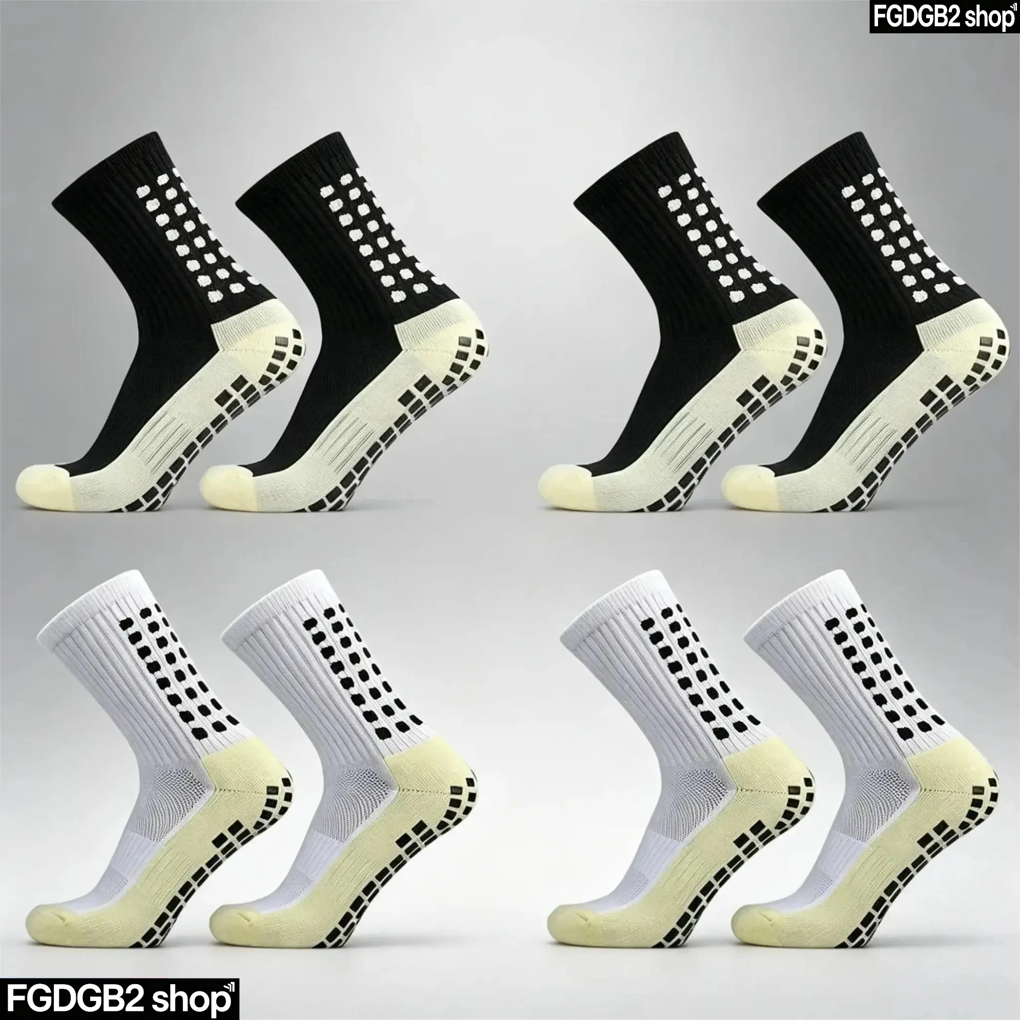 Unisex Soccer Grip Socks, Non-Slip Athletic Crew Socks with Cushioned Sole, Breathable Gripper Socks for Football, Basketball, Running, Gym & Training
