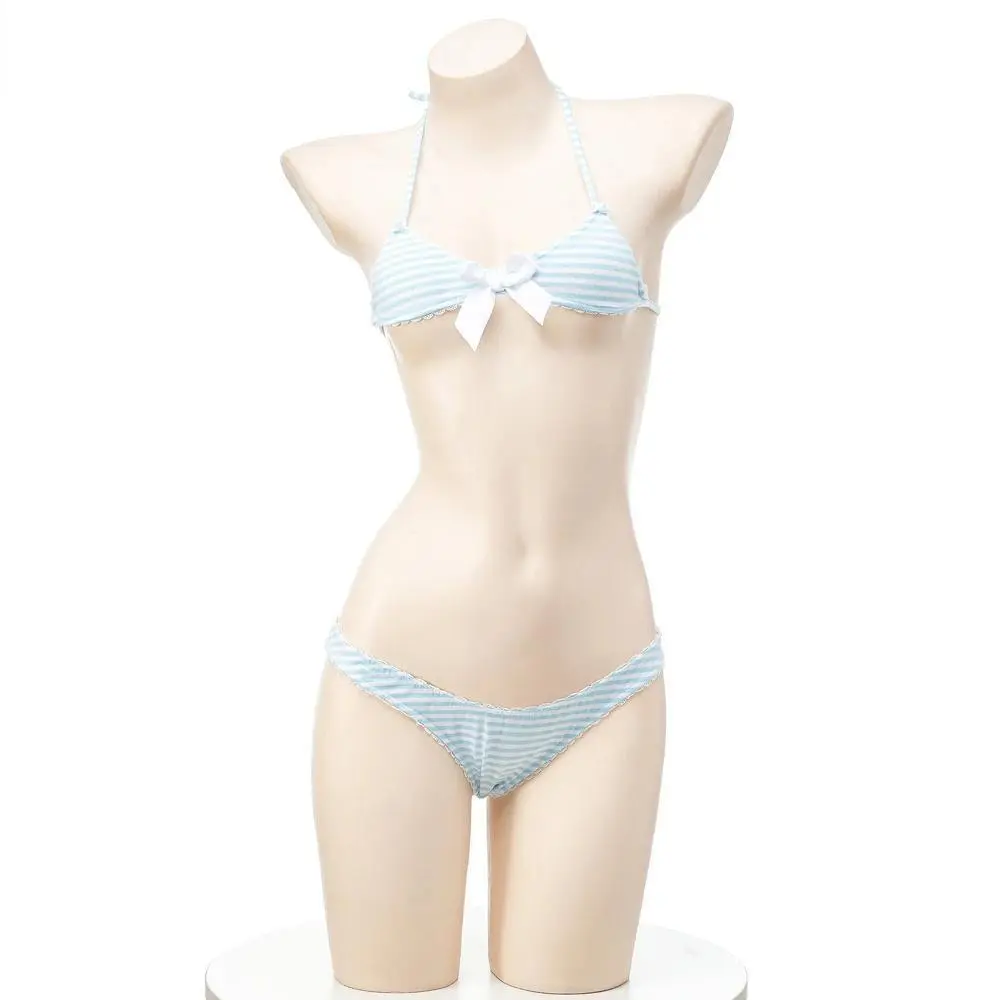 Women's Anime Comics Pool Parry Bikini Swimsuit - Japanese Swimming Top + Panties, Cute Maid Cosplay Wear Roleplay Set for Sports & Outdoor Use, One Size