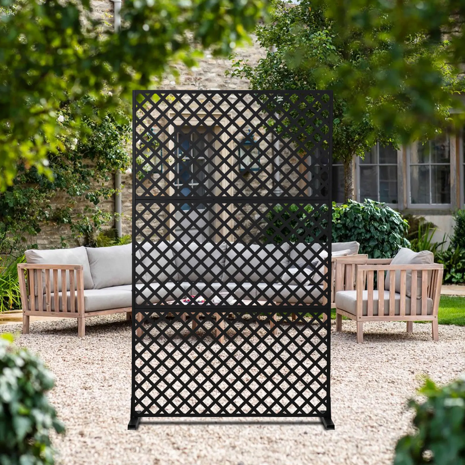Sturdy Decorative Metal Privacy Screen Divider – 3-Panel Steel Room Partition with Stand – Rustproof Indoor & Outdoor Use