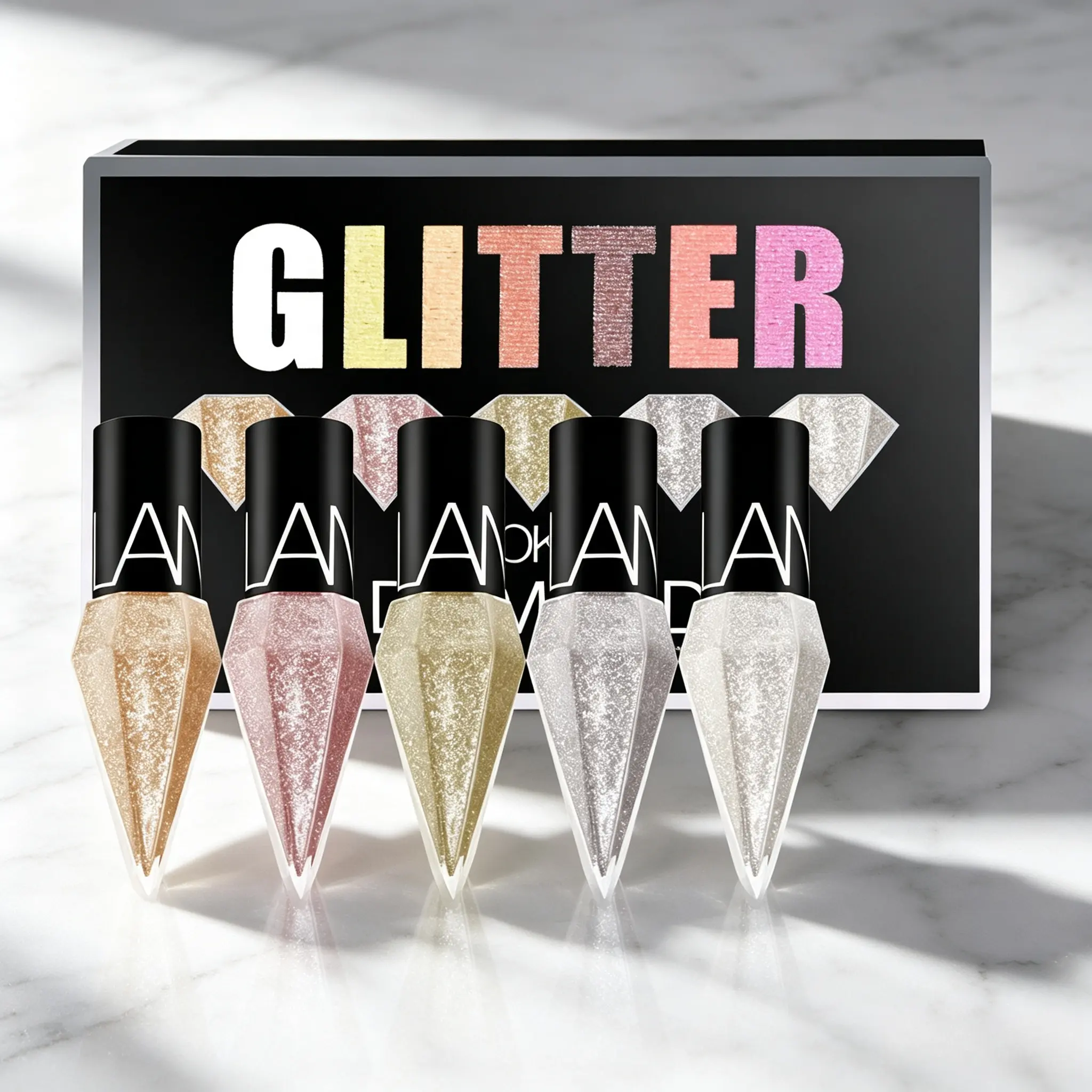 5 Pack Shimmer Glitter Diamond Liquid Eyeliner High Pigment Metallic Sparkle Eye Liner Anti Transfer Waterproof Enhance Eye Makeup For Concert Wedding Party Makeup