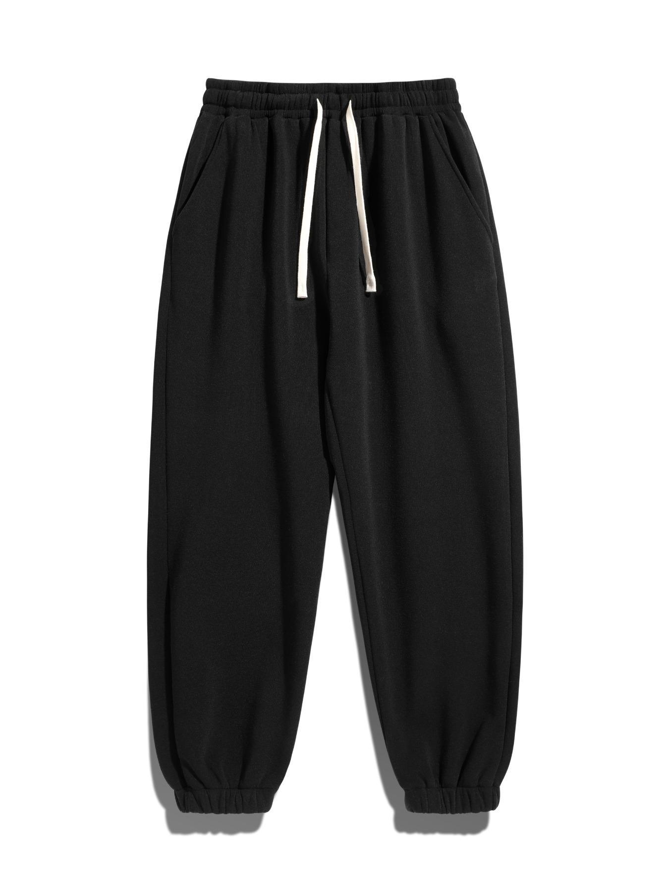 Men's Casual Fleece Drawstring Pants, Comfortable Warmth for Daily Wear, Sports & Outdoor Activities, Men's Jogger Sweatpants, Drawstring Waist Sweatpants, Drawstring Waist Athleisure